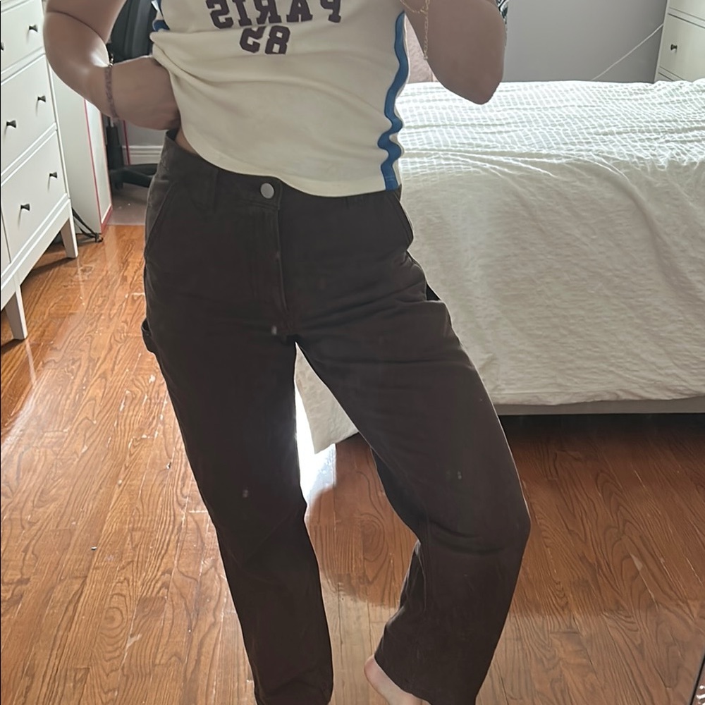Brown High-Waisted Pants